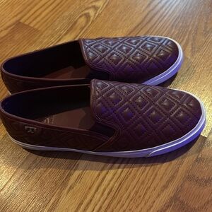 Tory Burch burgundy slip on sneakers